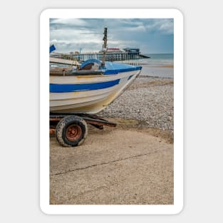 Crab fishing boat on Cromer Beach Sticker